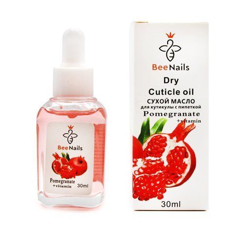 Сухое масло для кутикулы с пипеткой с ароматом граната Bee Nails 30ml Nat-0481 фото