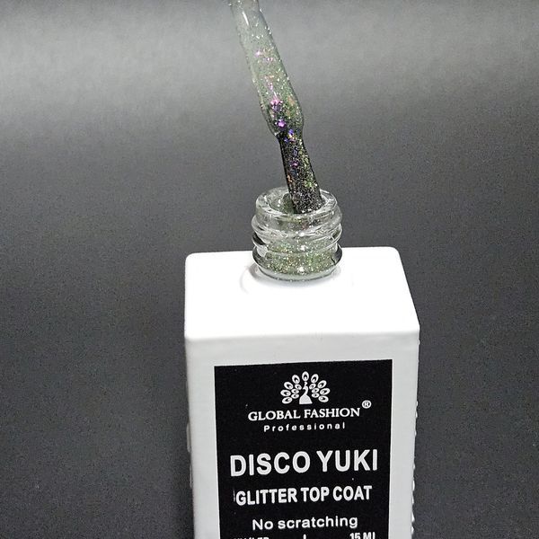 Закріплювач без липкого шару Global Fasion Disco Yuki Glitter Top Coat 15 мл. № 5 Nat-0143 фото