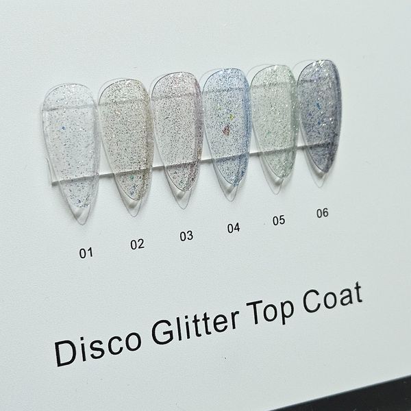 Закріплювач без липкого шару Global Fasion Disco Yuki Glitter Top Coat 15 мл. № 6 Nat-0144 фото