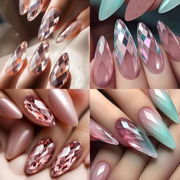 Гелевые типсы для наращивания ногтей Designer 3D Diamond Mix Fast Gel Tips DX2 336 шт. 7 форм Nat-0430 фото
