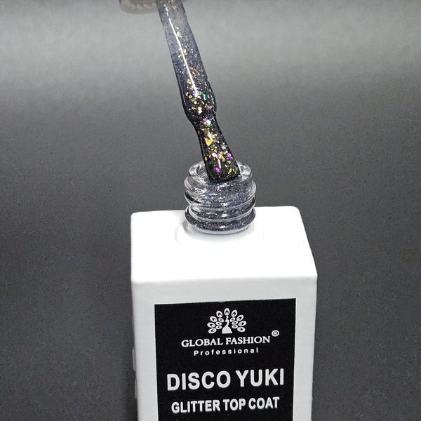 Закріплювач без липкого шару Global Fasion Disco Yuki Glitter Top Coat 15 мл. № 6 Nat-0144 фото