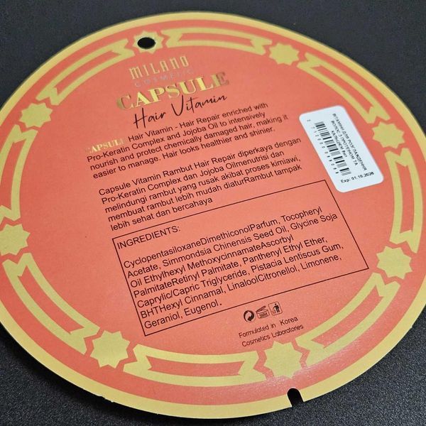 Витамины для разглаживания&nbsp;волос Capsule Hair Vitamin Milano Cosmetic в капсулах, 8шт 009649 фото