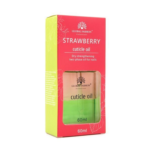 Суха олія зміцнювальна двофазна для нігтів Global Fashion Strawberry 60ml Nat-0532 фото