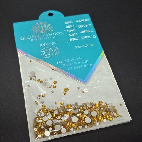 Декор для ногтей Global Fashion Swarovski Микс размеров, золотые 008584 фото
