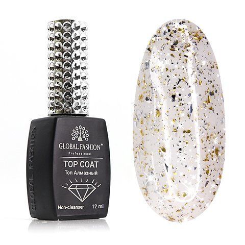 Топ без липкого слоя Silver+Gold Foil для ногтей Global Fashion Алмазный 12 мл 20102381 фото