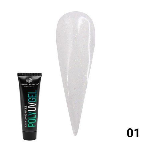 Полігель із шимером Polygel with shimmer Global Fashion 30 мл No 01 02520 фото
