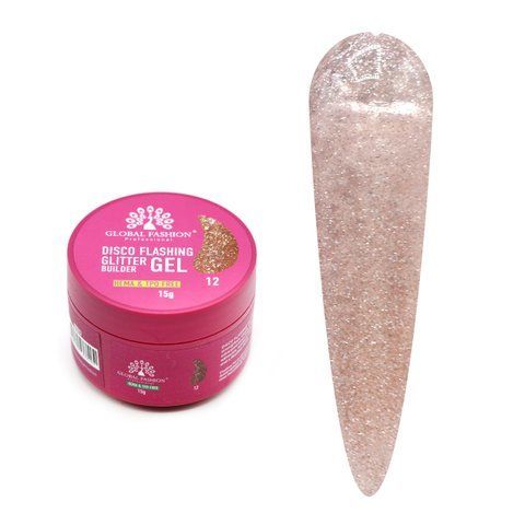 Гель для наращивания и урепления ногтей Global Fashion Disco Flashing Glitter Builder gel №12 Mary336 фото