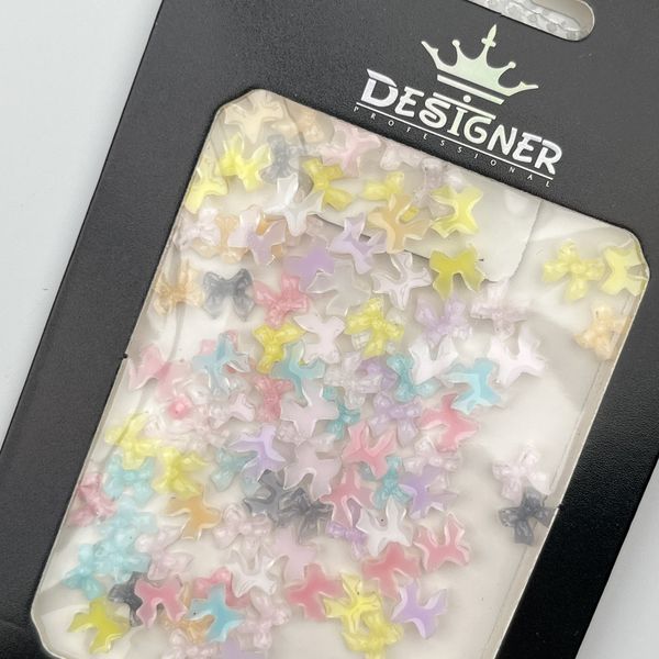 Объёмный декор Designer Professional для дизайна ногтей разноцветные бантики B19 Nat-0283 фото