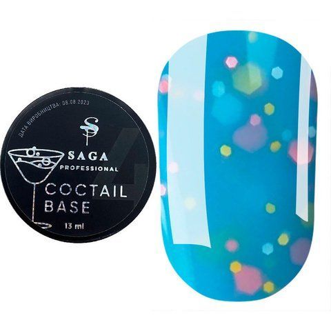 Saga Professional Coctail Base 01 (блакитний з пластівцями), 13 мл 007487 фото