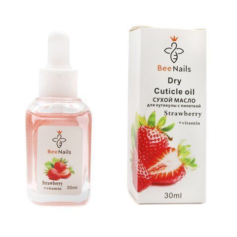 Сухое масло для кутикулы с пипеткой с ароматом клубники Bee Nails 30ml Nat-0484 фото