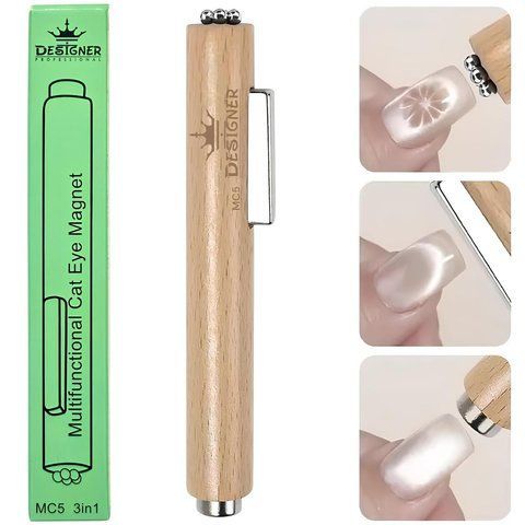 Багатофункціональний магніт МС5 3в1 Black spade wood (BEIGE) Designer для гель-лаку котяче око Nat-0236 фото