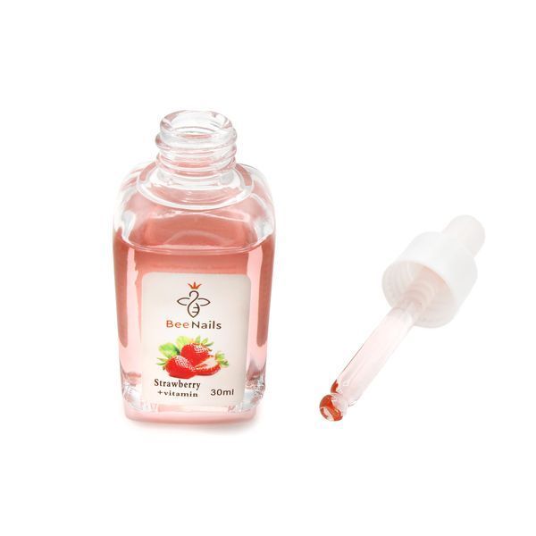 Суха олія для кутикули з піпеткою з ароматом полуниці Bee Nails 30ml Nat-0484 фото