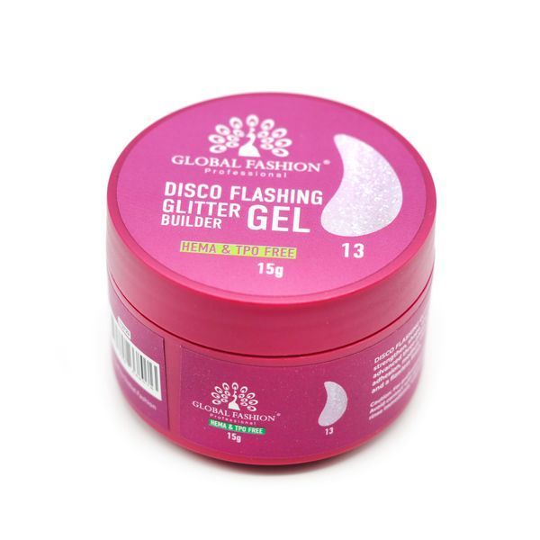 Гель для наращивания и урепления ногтей Global Fashion Disco Flashing Glitter Builder gel №13 Mary337 фото