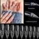 Гелеві тіпси з шипами для нарощування нігтів Designer 4D Crystal Fast Gel Tips Stiletto Medium TS1 140шт. Nat-0432 фото 2