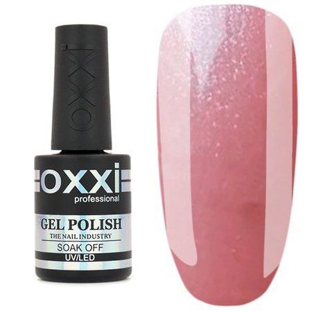 Камуфлирующая база для гель-лака Oxxi Professional Cover Base 15 мл № 10 нежно-розовая с серебряным шиммером 004629 фото