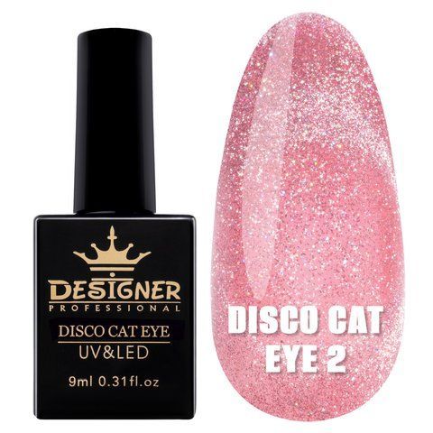 DESIGNER Disco cat eye Gel Polish 9 мл. Світловідбивний гель лак КІШКА для нігтів з блискітками № 2 04027 фото