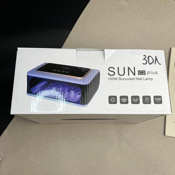 Лампа для маникюра Sun C2 Plus на 150 Вт. 50 лампочек с вентилятором на две руки Золотой 004838 фото