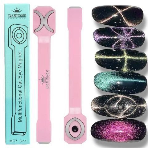 Багатофункціональний магніт 3в1 МС7 (PINK) Designer для гель-лаку котяче око Nat-0237 фото