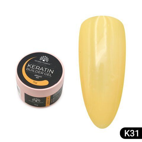 Гель для нарощування та зміцнення нігтів з кератином Global Fashion KERATIN BUILDER GEL 15g. K31 Apricot Mary289 фото