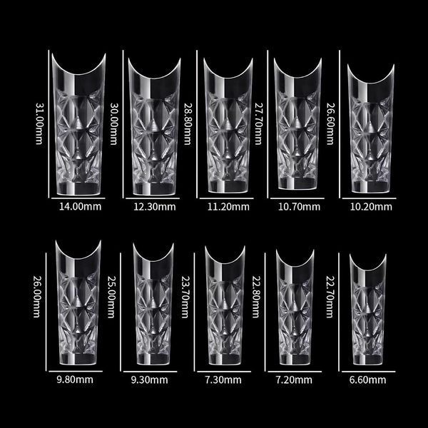 Гелевые типсы с шипами для наращивания ногтей Designer 4D Crystal Fast Gel Tips Pipe Medium TS3 140шт. Nat-0433 фото