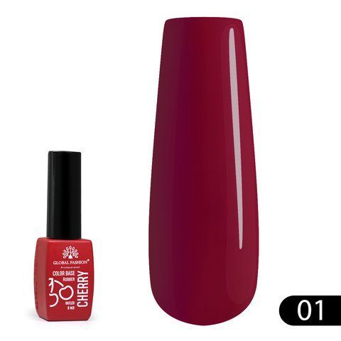 База для ногтей Global Fashion Cherry Rubber Base №01, 8мл. 009803 фото