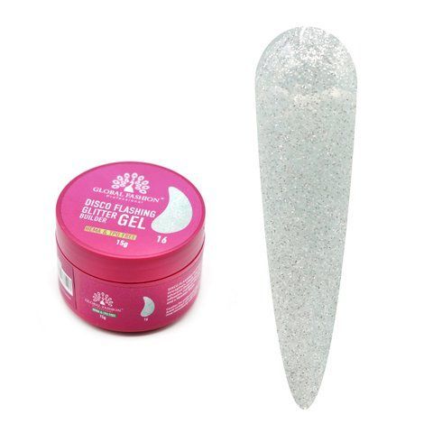 Гель для наращивания и урепления ногтей Global Fashion Disco Flashing Glitter Builder gel №16 Mary340 фото