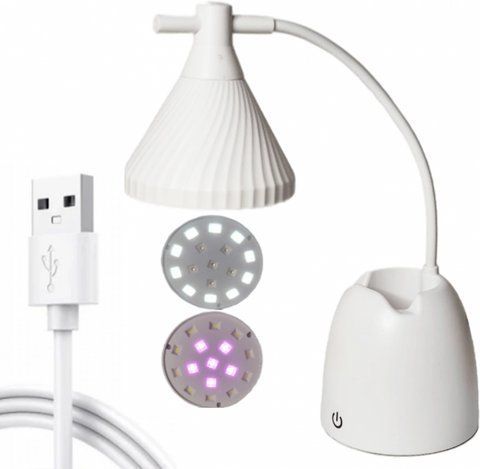 UV/LED Лампа для манікюру сушіння гелю та гель-лаку Лотос 28 W працює від акумулятора, Біла 006732 фото