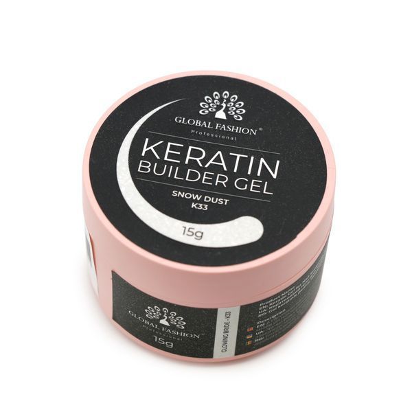 Гель для нарощування та зміцнення нігтів з кератином Global Fashion KERATIN BUILDER GEL 15g. K33 Snow Dust Mary291 фото