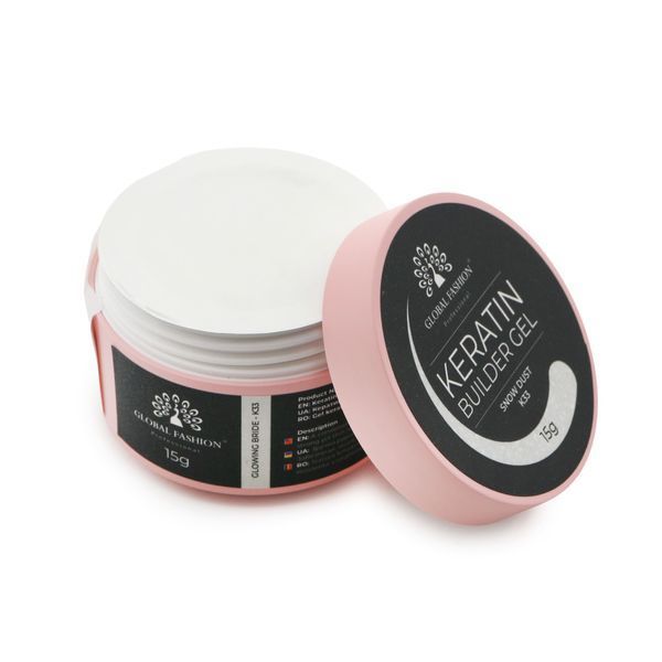 Гель для нарощування та зміцнення нігтів з кератином Global Fashion KERATIN BUILDER GEL 15g. K33 Snow Dust Mary291 фото