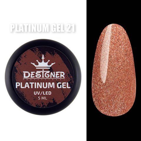 Designer Professional Platinum Gel № 21 с шиммером, 5 мл. 001758 фото