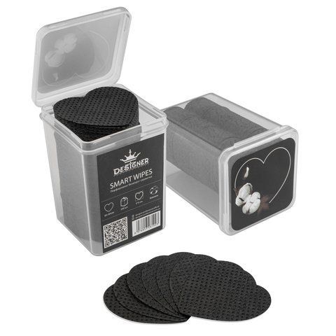 Безворсовые салфетки сердце Designer 200 шт. (BLACK) перфорированные Square Smart Wipes Nat-0242 фото