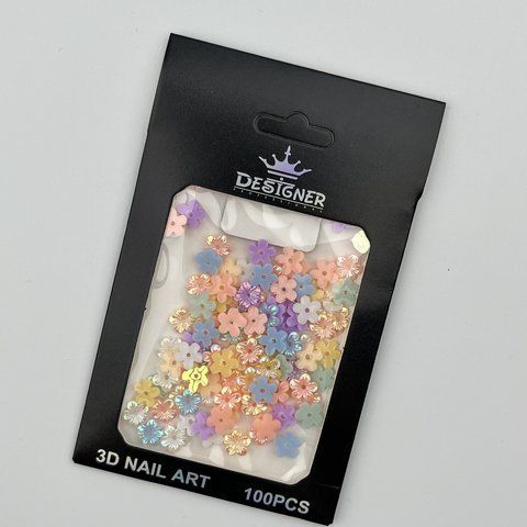 Объёмный декор Designer Professional для дизайна ногтей разноцветные цветочки C2 Nat-0290 фото