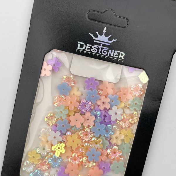 Об'ємний декор Designer Professional для дизайну нігтів різнокольорові квіточки C2 Nat-0290 фото
