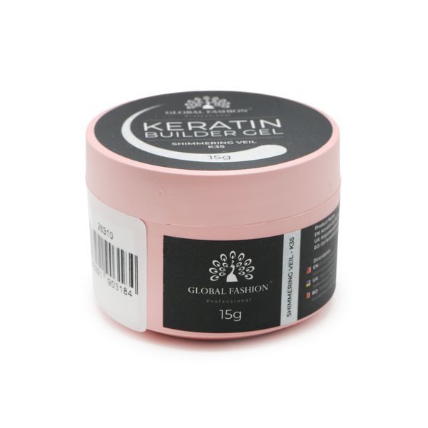 Гель для нарощування та зміцнення нігтів з кератином Global Fashion KERATIN BUILDER GEL 15g. K35 Shimmering Veil Mary293 фото