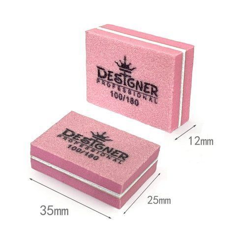Двусторонний мини баф для ногтей Designer 100/180 - 1шт. цвет случайный 003662 фото