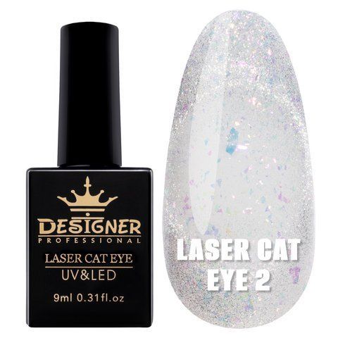 Гель-лак Laser Cat Eye Designer з ефектом "Кішнє око, північне сяйво", 9 мл. № 2 04007 фото