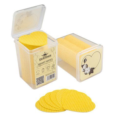 Безворсовые салфетки сердце Designer 200 шт. (YELLOW) перфорированные Square Smart Wipes Nat-0243 фото