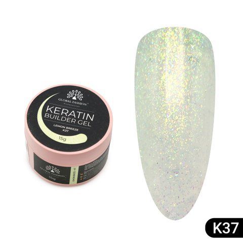 Гель для нарощування та зміцнення нігтів з кератином Global Fashion KERATIN BUILDER GEL 15g. K37 Lemon Breeze Mary295 фото