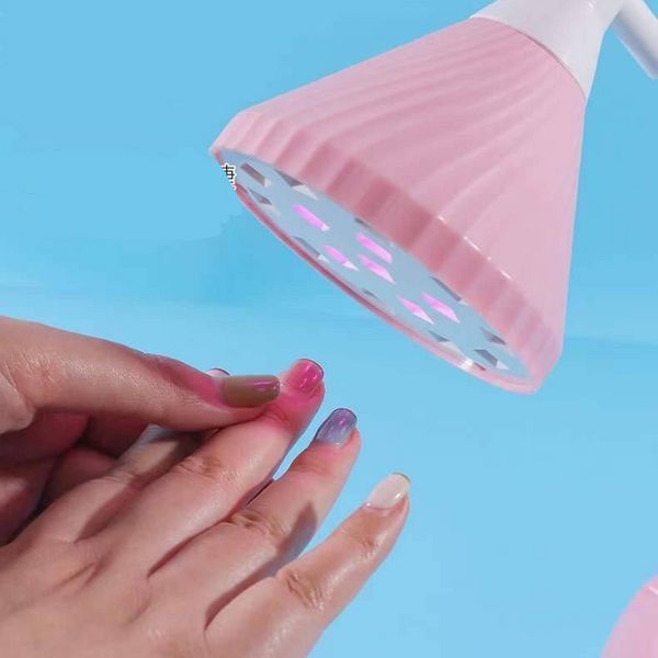 UV/LED Лампа для манікюру сушіння гелю та гель-лаку Лотос 28 W працює від акумулятора, Рожева 006736 фото