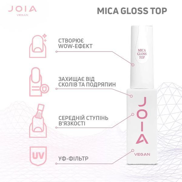 Топ для гель-лака Mica Gloss Top No Wipe, глянцевый, JOIA vegan, 8 мл 007695 фото