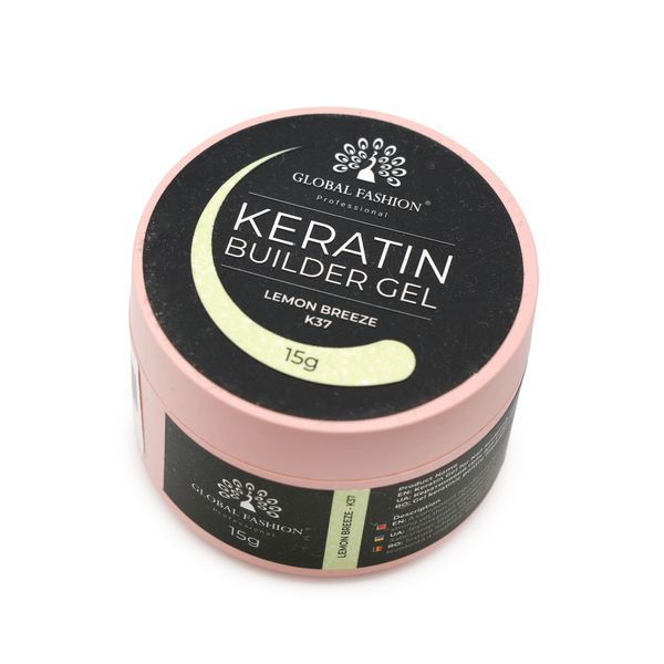 Гель для нарощування та зміцнення нігтів з кератином Global Fashion KERATIN BUILDER GEL 15g. K37 Lemon Breeze Mary295 фото