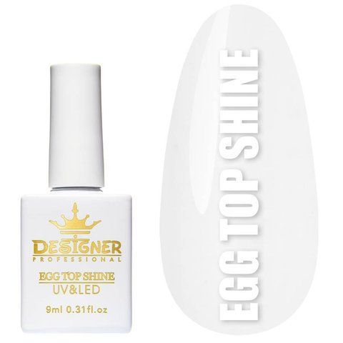 Designer Professional Топове покриття EGG TOP SHINE 9 мл для гель-лаку з чорними крихітками, без липкого шару 04340 фото