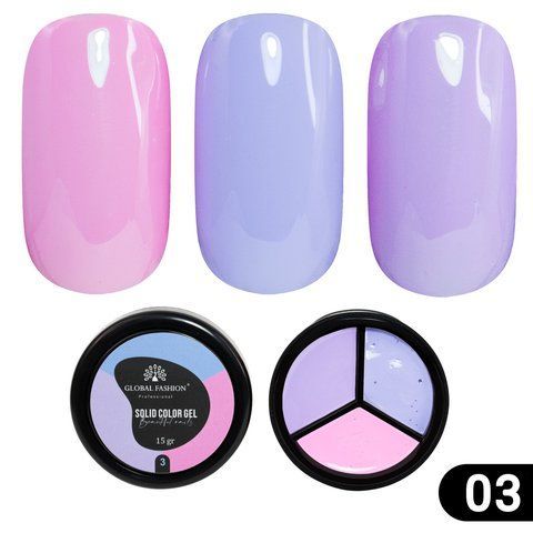 Гель-краска Solid Color Gel 3, Global Fashion Повышенной плотности 15гр. Iris 03 002450 фото