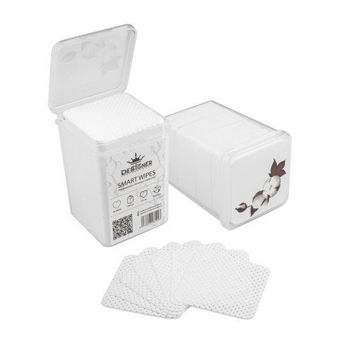 Безворсовые салфетки Designer 200 шт. (WHITE) перфорированные Square Smart Wipes Nat-0244 фото