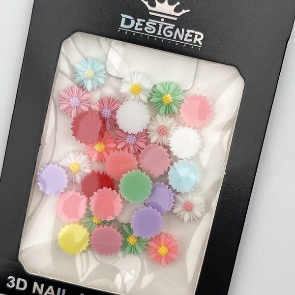 Об'ємний декор Designer Professional для дизайну нігтів різнокольорові ромашки C5 Nat-0293 фото