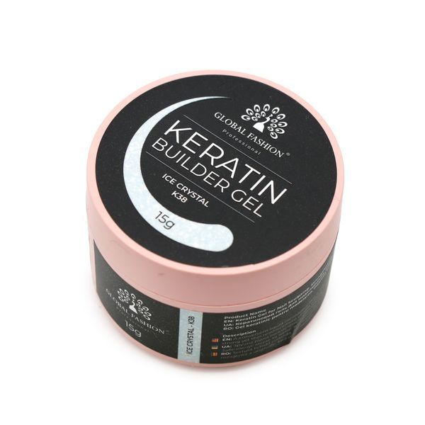 Гель для нарощування та зміцнення нігтів з кератином Global Fashion KERATIN BUILDER GEL 15g. K38 Ice Crystal Mary296 фото