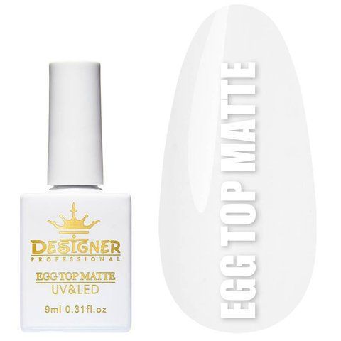 Designer Professional Топове покриття EGG TOP MATTE 9 мл для гель-лаку з чорними крихітками, без липкого шару 001173 фото