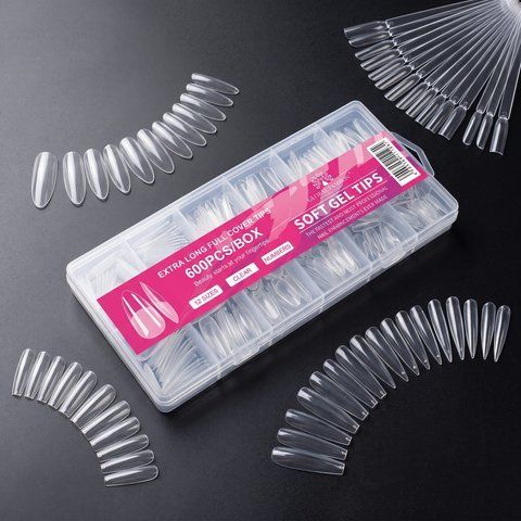 Прозрачные гелевые типсы Global Fashion Soft Gel Tips (Овал) 600шт. 12 размеров Mary247 фото