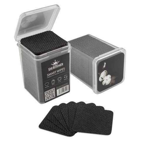 Безворсовые салфетки Designer 200 шт. (BLACK) перфорированные Square Smart Wipes Nat-0245 фото