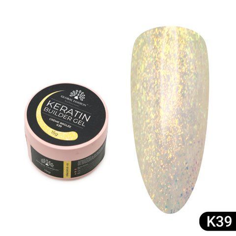 Гель для нарощування та зміцнення нігтів з кератином Global Fashion KERATIN BUILDER GEL 15g. K39 Creme Brulee Mary297 фото